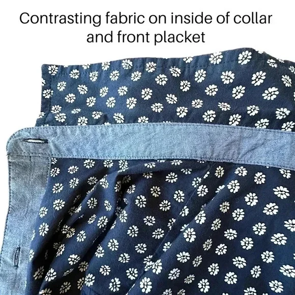 TOMMY HILFIGER | NWOT | WOMEN’S NAVY BLUE PRINT LONG SLEEVED SHIRT | SIZE: LRG - Picture 10 of 12